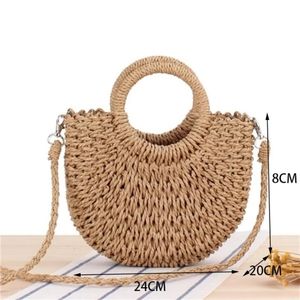 Rattan straw woven purse